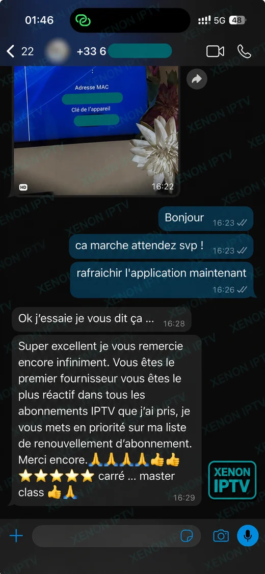 avis premier iptv — abonné satisfait de la réactivité de l'assistance